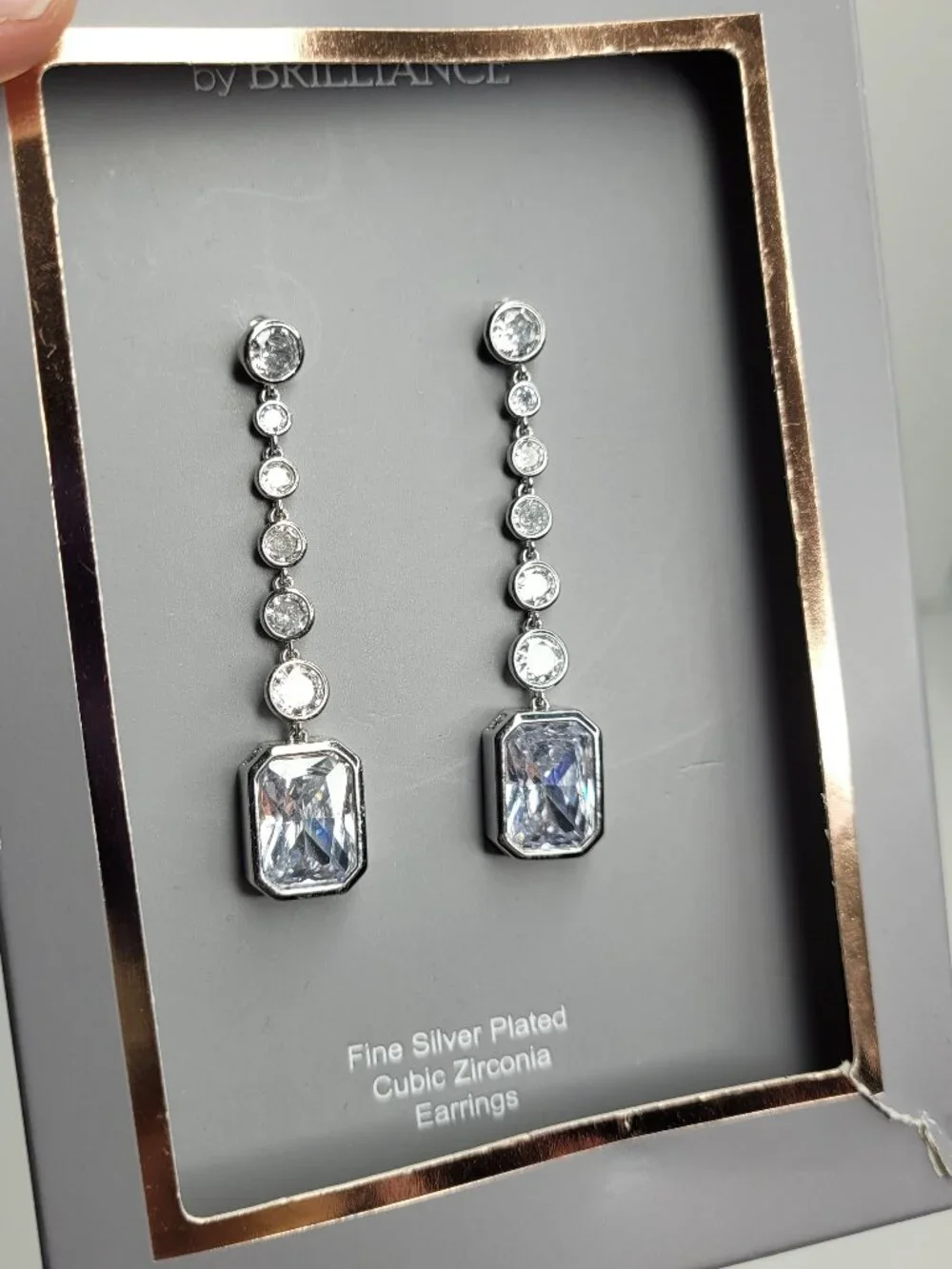 Believe By Brilliance Fine Silver Plated Cubic Zirconia Linear Drop Earrings